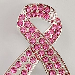Pink Ribbon Rhinestones Brooch Pin